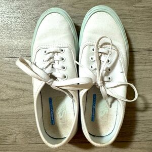 Vans Ultra Cush Lite White Canvas Sneakers w/ Mint Green Sole